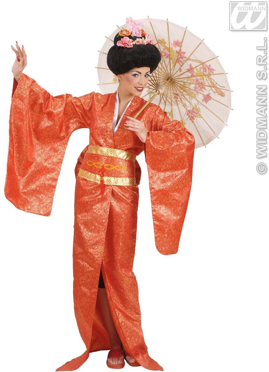 Geisha Kostuum | Geisha Rood Luxe Rijzende Zon Kostuum Vrouw | Large | Carnaval kostuum | Verkleedkleding